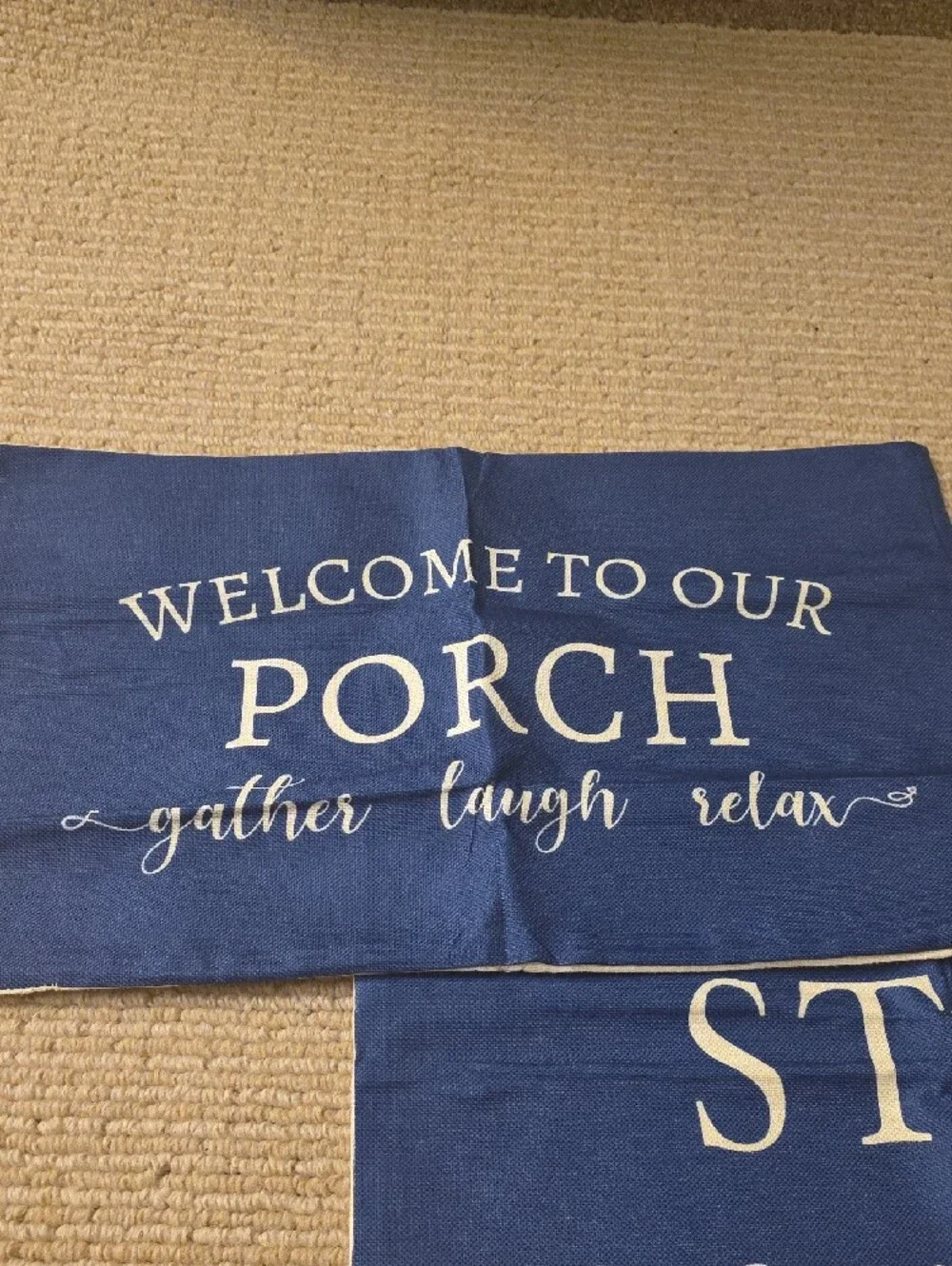 Welcome to Our Porch Navy Decorative Pillow Covers - Set of 2